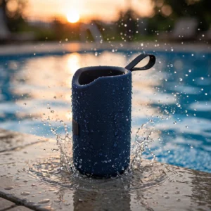 poolside speaker sunset